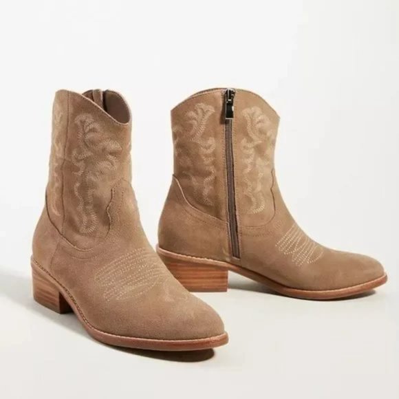 Anthropologie Shoes - Anthropologie Silent D Women's Suede Zofie Western Boots Taupe